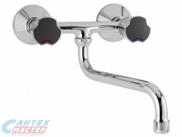 Смеситель для кухни/мойки Mofem Nova 301 двухвентильный, керамический, с поворотным изливом, длина 200 мм, латунь, цвет хром, кухонный, хромированный, настенный, 142-0046-31