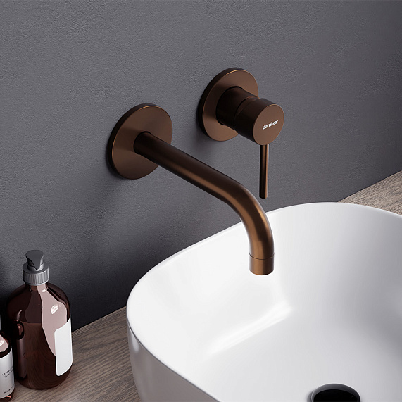 Смеситель для раковины/умывальника Damixa Scandinavian Pure, встраиваемый, однорычажный, неповоротный, керамический, длина излива 181 мм, латунь, цвет розовое золото