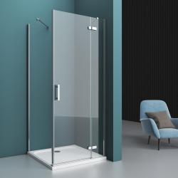 Душевой уголок BelBagno Kraft, 100х90 см, без поддона, прямоугольный, угловой, стекло прозрачное, (без сифона) без крыши, правосторонний/правый, распашной, стеклянный, алюминиевый профиль (хром)