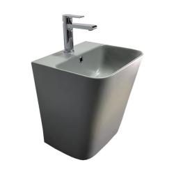 Раковина/умывальник Comforty, 38х44х34 см, подвесная, прямоугольная, санфарфор, цвет светло-серый матовый, с отверстием под смеситель, слив-перелив, умывальник