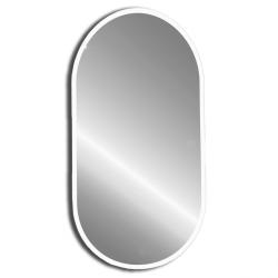 Зеркало Abber Kontur 50х100 см, с LED/ЛЕД-подсветкой, цвет рамы: белый, овальное, сенсорный выключатель, диммер, монтаж горизонтальный/вертикальный, для ванны, навесное/подвесное/настенное