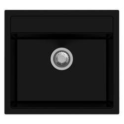 Мойка TopZero серия TopGran, 510х560 см, врезная, из гранита, прямоугольная, цвет Deep black, отверстие под смеситель, слив-перелив, для кухни