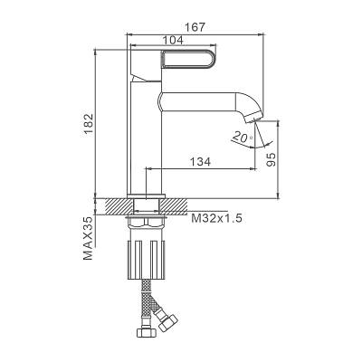 Смеситель для раковины/умывальника Splenka S03.10.09 однорычажный, неповоротный, фиксированный излив, длина 134 мм, высота 95 мм, латунь, цвет графит