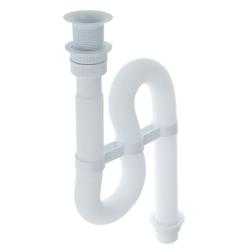 Сифон Wirquin Эконом, гофрированный, 1 1/2 х 38 мм, с пластиковой чашкой Ø70 мм, L900 мм, с усиленным хомутом жёсткости , полипропилен, для раковины, белый, сливная труба