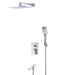 Душевая система Cezares Slider встраиваемая, цвет хром, комплект: однорычажный смеситель/поворотный излив/тропический душ (с верхней лейкой)/лейка/шланг, встраиваемый (скрытый) монтаж