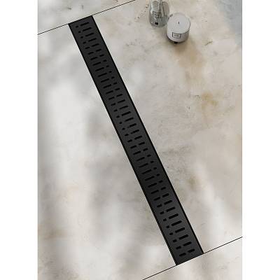 Водоотводящий желоб Raglo R650.70.06 с перфорированной решеткой 700 мм, цвет черный, горизонтальный сток, DN 50 