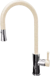 Смеситель для кухни/мойки GranFest, однорычажный, керамический картридж, высокий, с поворотным изливом, длина 192 мм, латунь, цвет бежевый