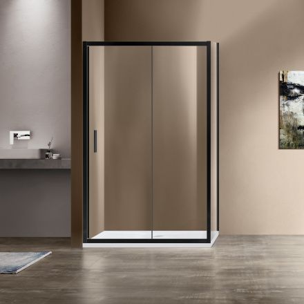 Душевое ограждение Vincea Garda  130х80х190 см, прозрачное стекло, профиль черный, левое/правое, прямоугольное/угловое, дверь раздвижная