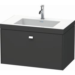 Тумба c раковиной Duravit Brioso, 80х48х50,2 см, подвесная, 1 выдвижной ящик, ДСП, цвет: графит матовый/хром /Vero Air, мебельная, прямоугольная, цвет белый, фарфоровая, 1 отверстие под смеситель, без перелива