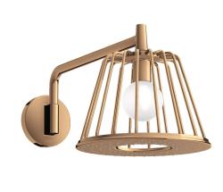 Верхний душ AXOR LampShower/Nendo 275 1jet, с держателем, настенный монтаж, круглый, с 1 режимом, размер 27,5 см, металлический, цвет: полированная бронза, со встроенным освещением, для душа/ванной