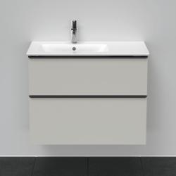 Тумба под раковину Duravit D-Neo, 81х46,2х62,5 см, подвесная, 2 выдвижных ящика, ДСП, цвет: бетонно-серый, шкафчик навесной, прямоугольная, правая/левая, для раковины ME by Starck # 234683, в ванную комнату