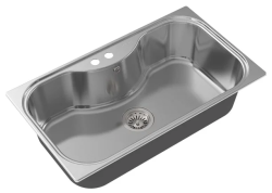 Мойка Oulin 87х50 см, врезная, из нержавеющей стали, прямоугольная, с отверстием под смеситель, слив-перелив, без крыла, для кухни