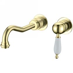 Смеситель для раковины/умывальника Boheme Tradizionale Oro, встраиваемый, однорычажный, неповоротный, керамический, длина излива 210 мм, латунь, цвет золото