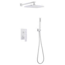 Душевая система ABBER Weiss Insel встраиваемая, цвет белый матовый, комплект: однорычажный смеситель/тропический душ (с верхней лейкой)/лейка/шланг, внутренний (скрытый) монтаж