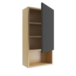 Шкаф Excellent Tuto 40, 400х800х218 мм, подвесной, (правый), 1 распашная дверца/открытая полка, цвет: черный/дуб, в ванную комнату, правосторонний, шкаф/шкафчик настенный