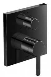 Смеситель для ванны Duravit C.1 однорычажный, 15х15 см, скрытого монтажа, настенный/встраиваемый, квадратный, латунный, без излива, керамический, цвет черный матовый, с клапаном обратного тока, без душевого шланга/лейки