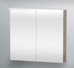 Зеркальный шкаф Duravit Happy D.2, 80х76х20,8 см, подвесной, цвет: дуб кашемир, зеркало с подсветкой LED/ЛЭД, сенсорный выключатель, с 2 распашными дверцами/двухстворчатый, 2 стеклянные полки, прямоугольный