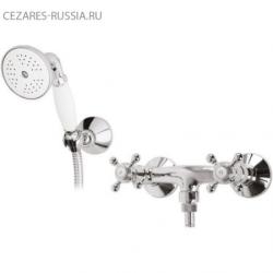 Смеситель для душа Cezares Golf, настенный, двухвентильный, без излива, керамический, латунь, цвет хром