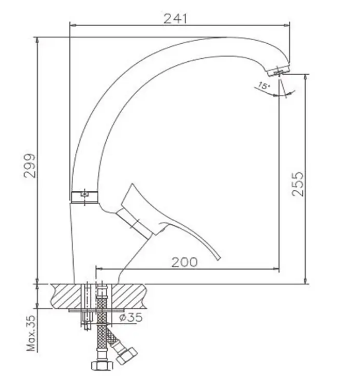 Смеситель для кухни/мойки Haiba Комфорт HB4101-1 однорычажный, керамический, с поворотным изливом, латунь, цвет матовый хром
