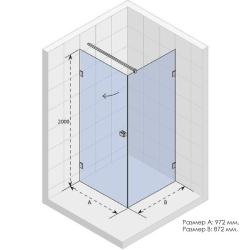 Душевой уголок Riho SZ Scandic NXT X201, 97х87 см, без поддона, прямоугольный, пристенный/угловой, левый/левосторонний, стекло прозрачное, (без сифона) без крыши, распашной, стеклянный, алюминиевый профиль (хром)