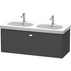 Тумба под раковину Duravit Brioso, 117х46,9х45,2 см, подвесная, 1 выдвижной ящик, ДСП, цвет: графит матовый/хром, шкафчик навесной, механизм доводчика, прямоугольная, правая/левая, для раковины D-Code, в ванную комнату