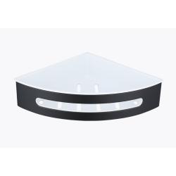 Полка Raglo R340.01.06 угловая, 205х205 мм настенная/подвесная, нержавеющая сталь/ABS-пластик, для ванных принадлежностей, в ванную/туалет/душевую кабину, цвет черный