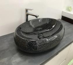 Раковина-чаша для ванной CeramaLux MNC 170 59х16х40 накладная, овальная, керамическая/фарфоровая, цвет графит, без отверстия под смеситель, без слива-перелива