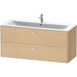 Тумба c раковиной Duravit Brioso, 120х48х61,3 см, подвесная, 2 выдвижных ящика, ДСП, цвет: натуральный дуб/хром /Vero Air, мебельная, прямоугольная, цвет белый, фарфоровая, 1 отверстие под смеситель, без перелива