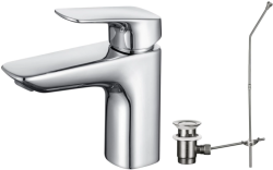 Смеситель для раковины/умывальника Aquatek Вега однорычажный, неповоротный, фиксированный излив, длина 115 мм высота 97 мм, латунь, цвет хром, с донным клапаном