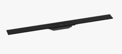 Решетка Hansgrohe RainDrain Flex 100, для пристенного монтажа, для душевого трапа, укорачиваемая, 100х7,6 см, цвет матовый черный, для душа в пол, нержавеющая сталь, прямоугольная
