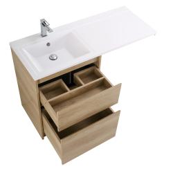 Тумба под раковину BelBagno Kraft-Lvd 120, 120х48х88 см, напольная, 2 выкатных ящика, ЛДСП, цвет: светлое дерево, для установки рядом со стиральной машинкой, шкафчик напольный, механизм доводчика, прямоугольная