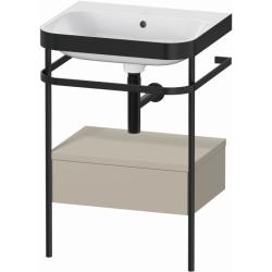 Консоль с раковиной Duravit Happy D.2 Plus c-bonded, 57,5х49х85 см, напольная, металл/ДСП 1 выдвижной ящик, цвет: серо-коричневый шелковисто-матовый /умывальник, прямоугольный, цвет белый, керамика, без отверстия под смеситель
