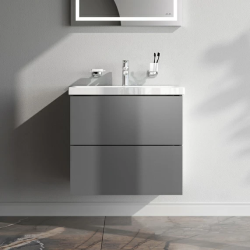 Тумба под раковину AM.PM Gem 60, 600x410x540 мм, подвесная, цвет графит матовый, 2 выдвижных ящика, под раковину/умывальник, прямоугольная, универсальная
