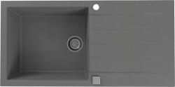 Мойка кухонная ALVEUS GRANITAL CADIT 50 CONCRETE-G81 100х50х20 см, врезная/встраиваемая сверху, с крылом, искусственный гранит, прямоугольная, цвет бетон, с отверстием под смеситель