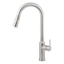 Смеситель для кухни/мойки AQUEDUC однорычажный, поворотный/выдвижной, керамический, длина излива 205 мм, высота 260 мм, нержавеющая сталь 345329