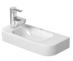 Раковина DURAVIT Happy D.2 WonderGliss, 50х22х11 см, подвесная, прямоугольная, санфарфор, цвет белый, 1 отверстие под смеситель слева, антигрязевое покрытие, без перелива, левая