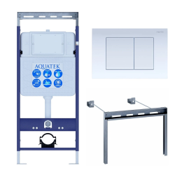 Инсталляция Aquatek Easy Fix 50 кнопка смыва хром, крепеж, система для подвесного унитаза, со скрытым смывным бачком (бак), комплект, размеры рамы (каркас) 500х100х1130 мм