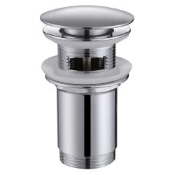 Донный клапан ABBER BEQUEM с переливом, хром, click/clack, 66х145 мм латунь, для раковины/умывальника