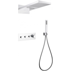 Душевая система ABBER Rund, встраиваемая, цвет хром, комплект: термостатический смеситель/тропический душ (с верхней лейкой)/лейка/шланг, внутренний (скрытый) монтаж
