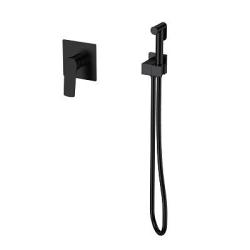 Смеситель с гигиеническим душем Splenka S30.53.06 встраиваемый, однорычажный, керамический, без излива, с гибким шлангом/лейкой, латунь/пластик, цвет черный