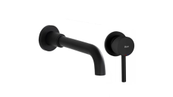 Смеситель для раковины/умывальника REA LUNGO однорычажный, настенный, скрытый монтаж, поворотный, длина излива 200 мм, латунь, цвет черный матовый