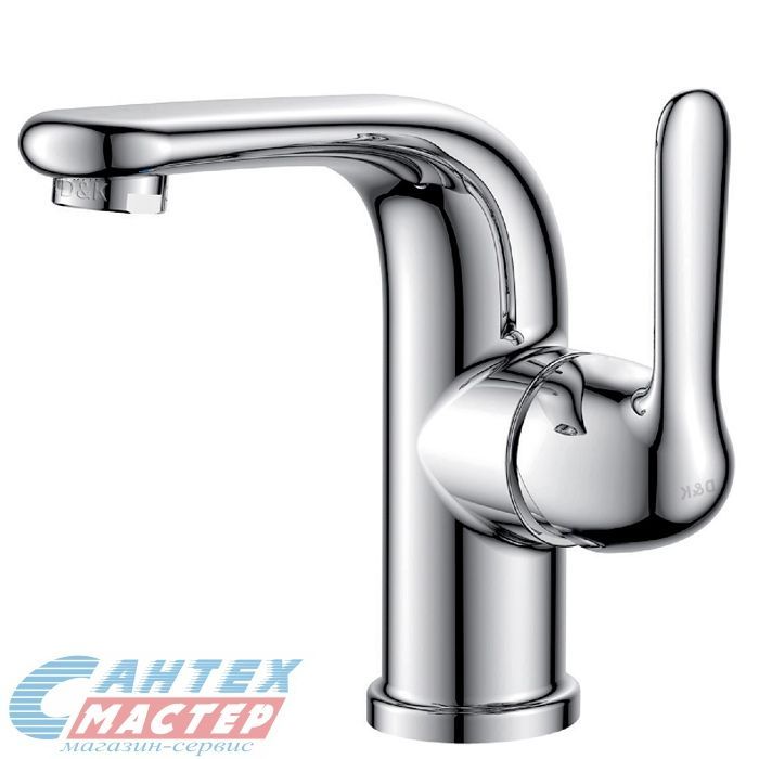 Смеситель для раковины D&K Ambrosius Rhein однорычажный, излив короткий, длина 107 мм, керамический, латунь, цвет хром, без донного клапана