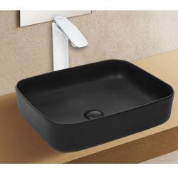 Раковина/умывальник Azario, 50х39х14 см, накладная, прямоугольная, фаянсовая, цвет черный матовый , без отверстия под смеситель, без слив-перелива, умывальник
