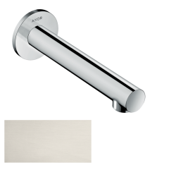 Излив для ванны Axor Uno прямой, без переключателя на душ, настенный, неповоротный, латунь, цвет: под сталь, округлый, длина излива 17,5 см, встраиваемый/встроенный, для смесителя/ванны/ванной/душевой, без смесителя