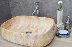 Раковина для ванной CeramaLux MNC 185 56х14х42 накладная, прямоугольная, керамическая/фарфоровая, цвет светло-коричневый, без отверстия под смеситель, без слива-перелива