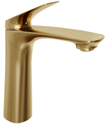 Смеситель для раковины/умывальника Abelsberg Perfecta однорычажный, неповоротный/фиксированный, излив длина 115 мм высота 136 мм латунь, цвет королевское золото