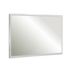 Зеркало Azario Сантана, 100х80 см, с LED/ЛЕД-подсветкой, с диммером, часы, прямоугольное, выключатель сенсорный, для ванны, навесное/подвесное/настенное