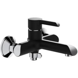 Смеситель для ванны/душа SHEVANIK настенный, однорычажный, неповоротный, длина 185 мм, латунь, цвет черный/хром Смеситель для ванны/душа SHEVANIK настенный, однорычажный, неповоротный, длина 185 мм, латунь, цвет черный/хром