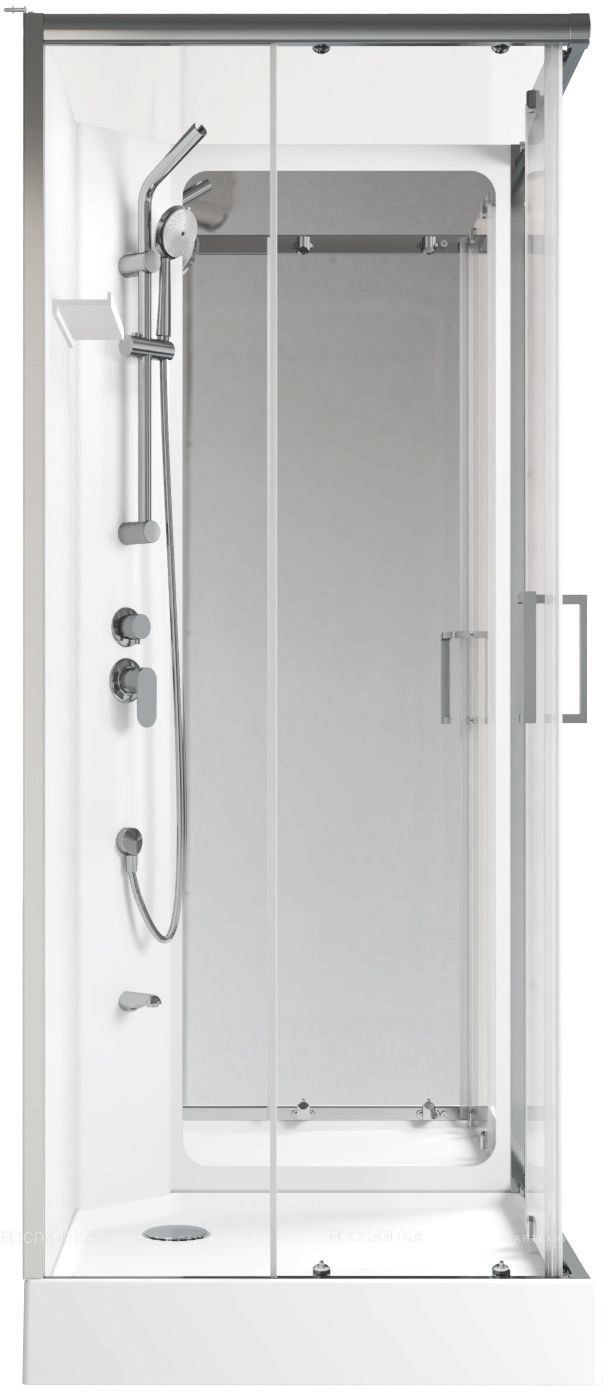 Душевая кабина 90x90x202 см Aquanet Passion P 2.0 поддон низкий, квадратная, угловая, стекло прозрачное, заднее белое, с верхним душем, без гидромассажа, без крыши