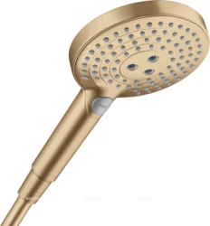 Лейка душевая Hansgrohe Raindance Select S 120 3jet PowderRain, настенная, круглая, с 3 режимами, регулируемая, хромированная/пластмассовая, цвет шлифованная бронза, ручная, для душа/ванной